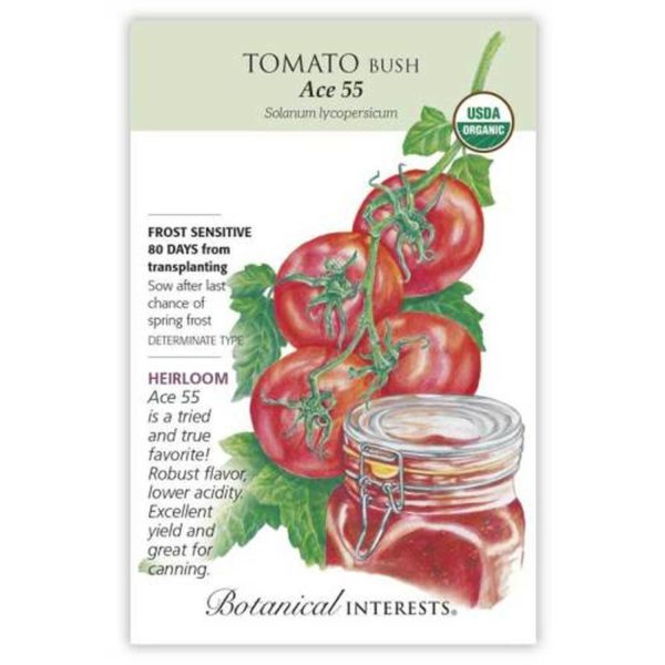Tomato Bush Ace 55 information graphic Botanical Interests