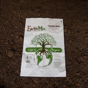 white and green EarthMix Landscape package with image of tree and earth with 100% Organic soil